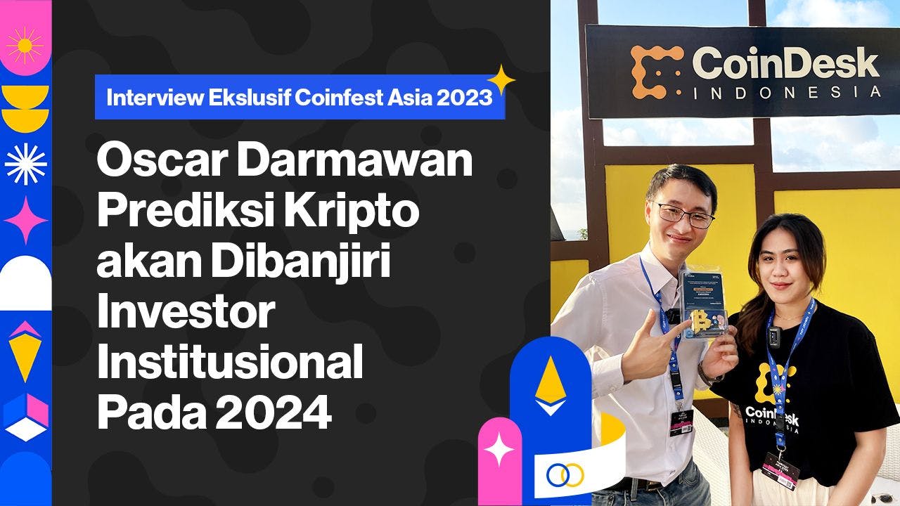 Oscar Darmawan bersama tim CoinDesk Indonesia di Coinfest Asia 2023. (Foto CDI)